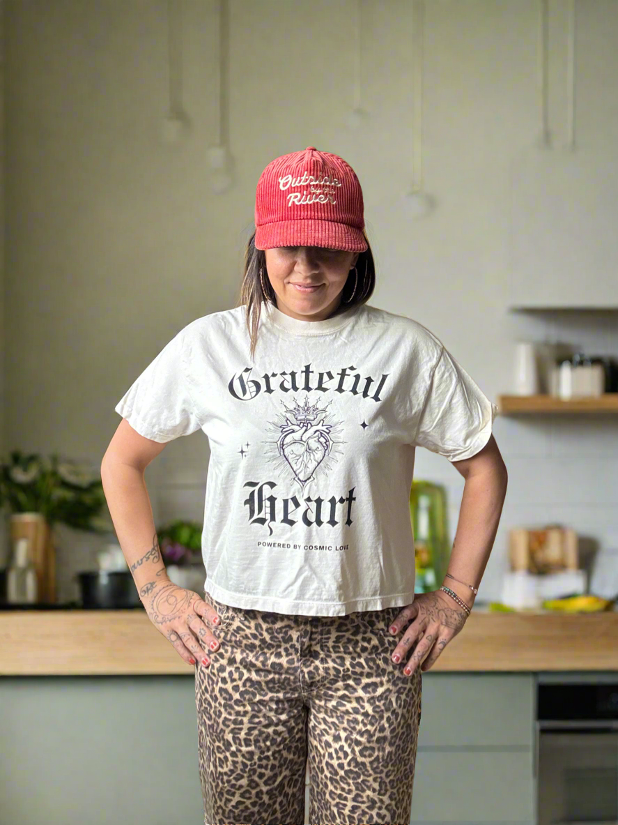 Grateful Heart -Powered by Cosmic Love - Boxy Crop