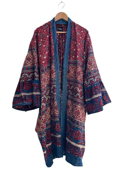 One of a Kind Upcycled Spiritual Streetwear Boho Kimono with Denim