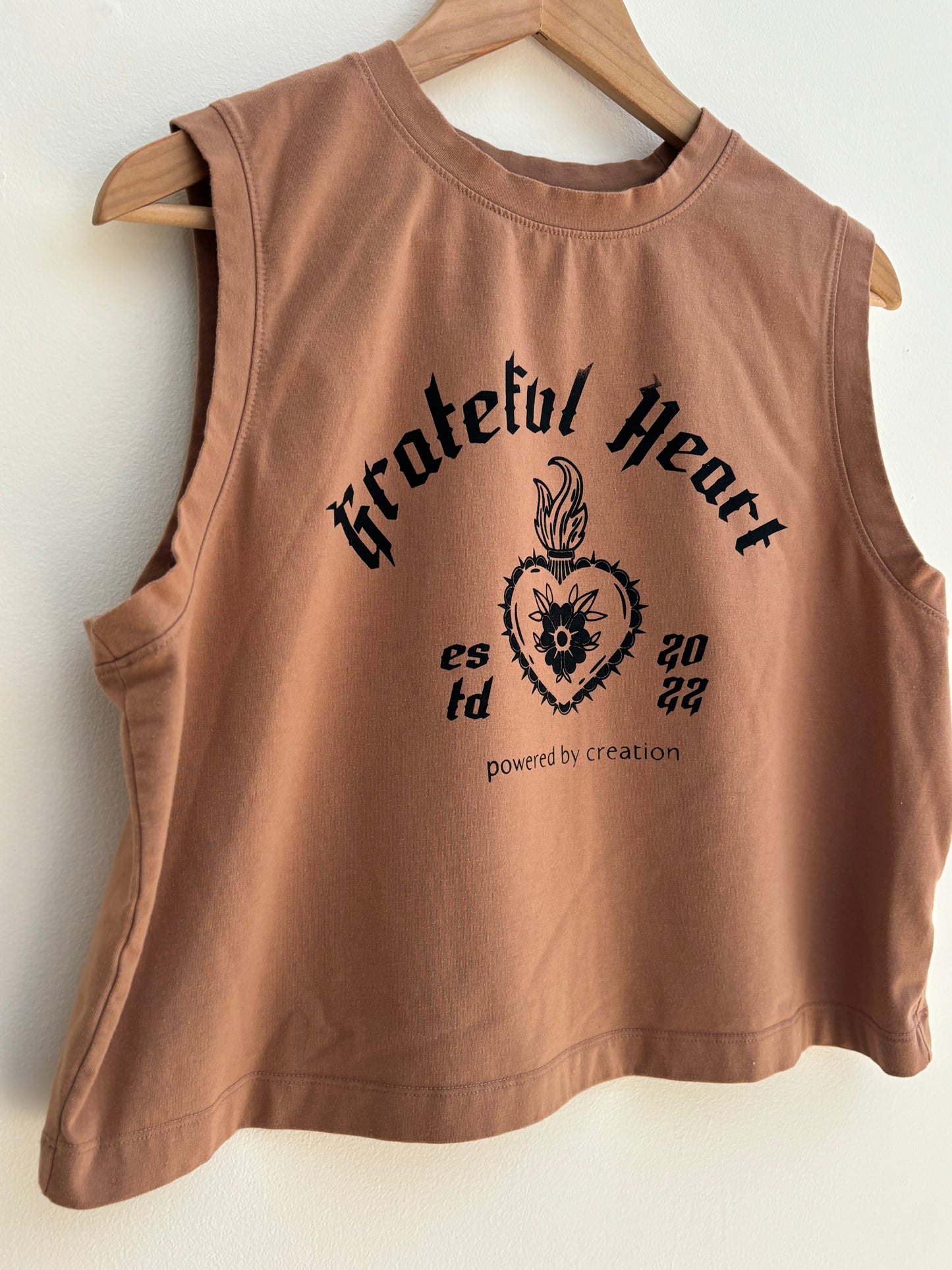 One of a Kind Upcycled Spiritual Streetwear Grateful Heart Tank Top