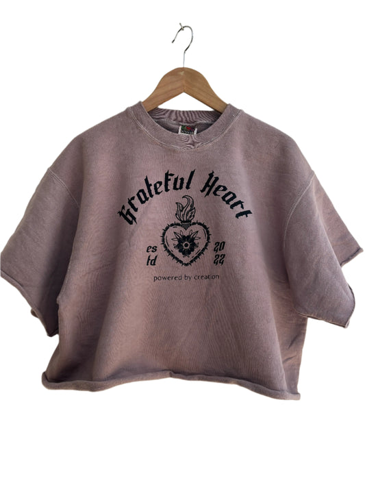 One of a Kind Upcycled Spiritual Streetwear Purple Gratitude Crewneck Sweater