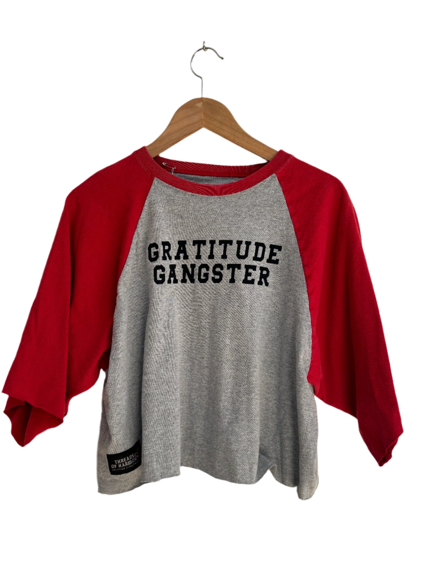 One of a Kind Upcycled Spiritual Streetwear Gratitude Baseball Tee