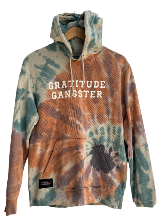 One of a Kind Spiritual Streetwear Tiedyed Gratitude Gangster Hoodie