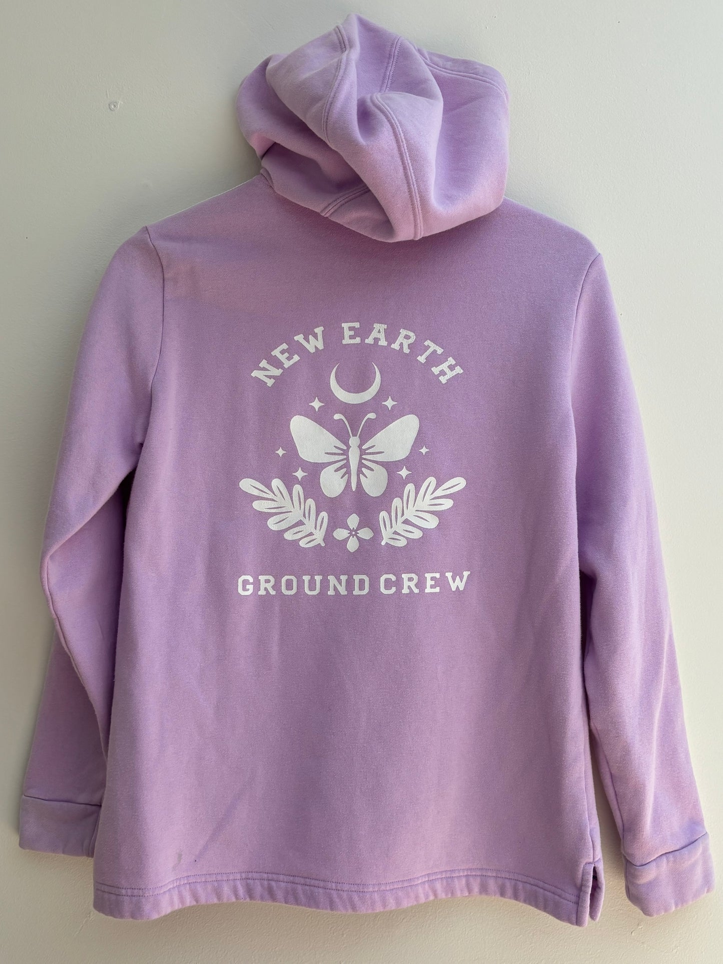 One of a Kind Upcycled Spiritual Streetwear Lilac New Earth Hoodie