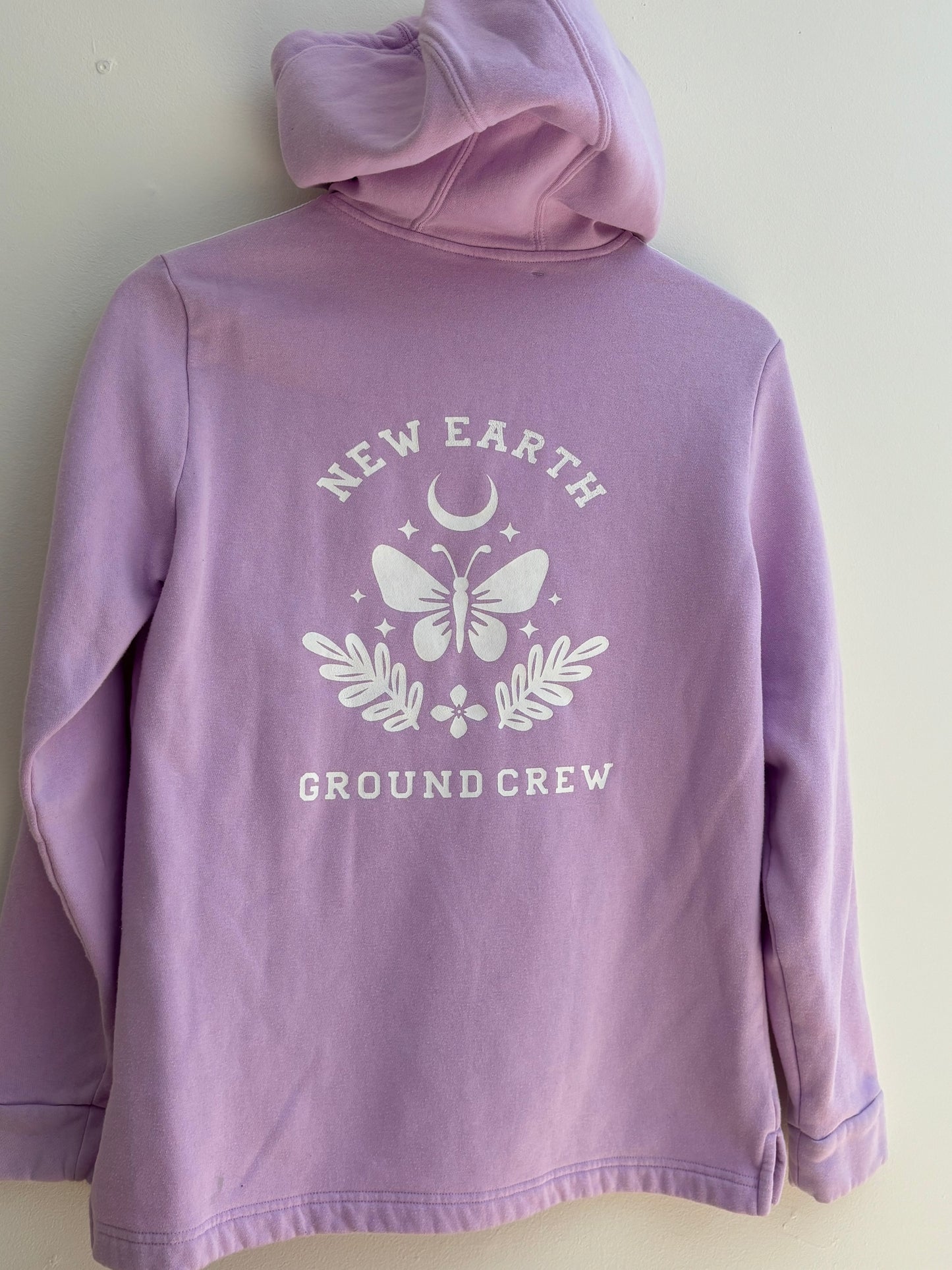 One of a Kind Upcycled Spiritual Streetwear Lilac New Earth Hoodie