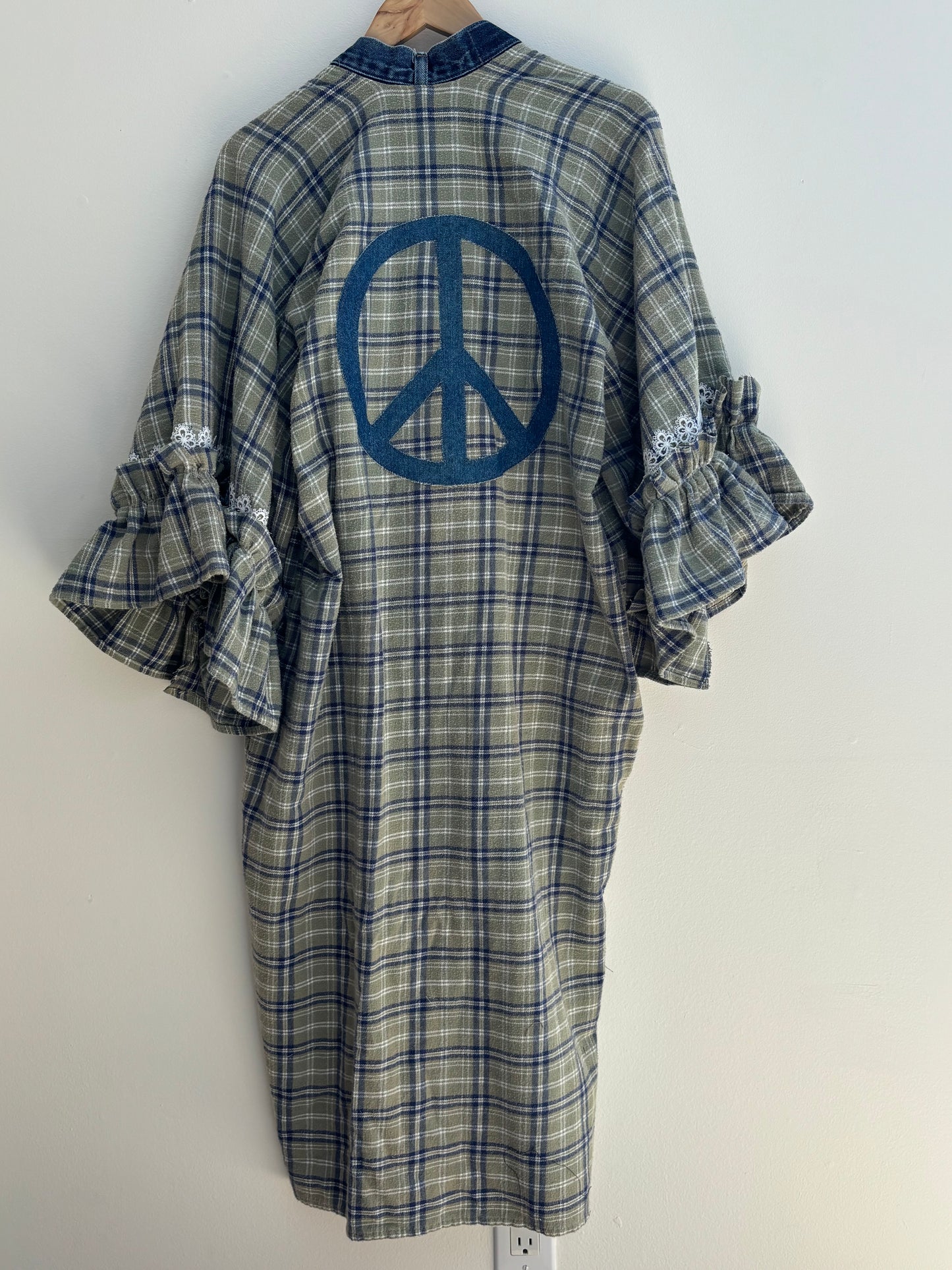 One of a Kind Upcycled Spiritual Streetwear plaid flannel duster kimono