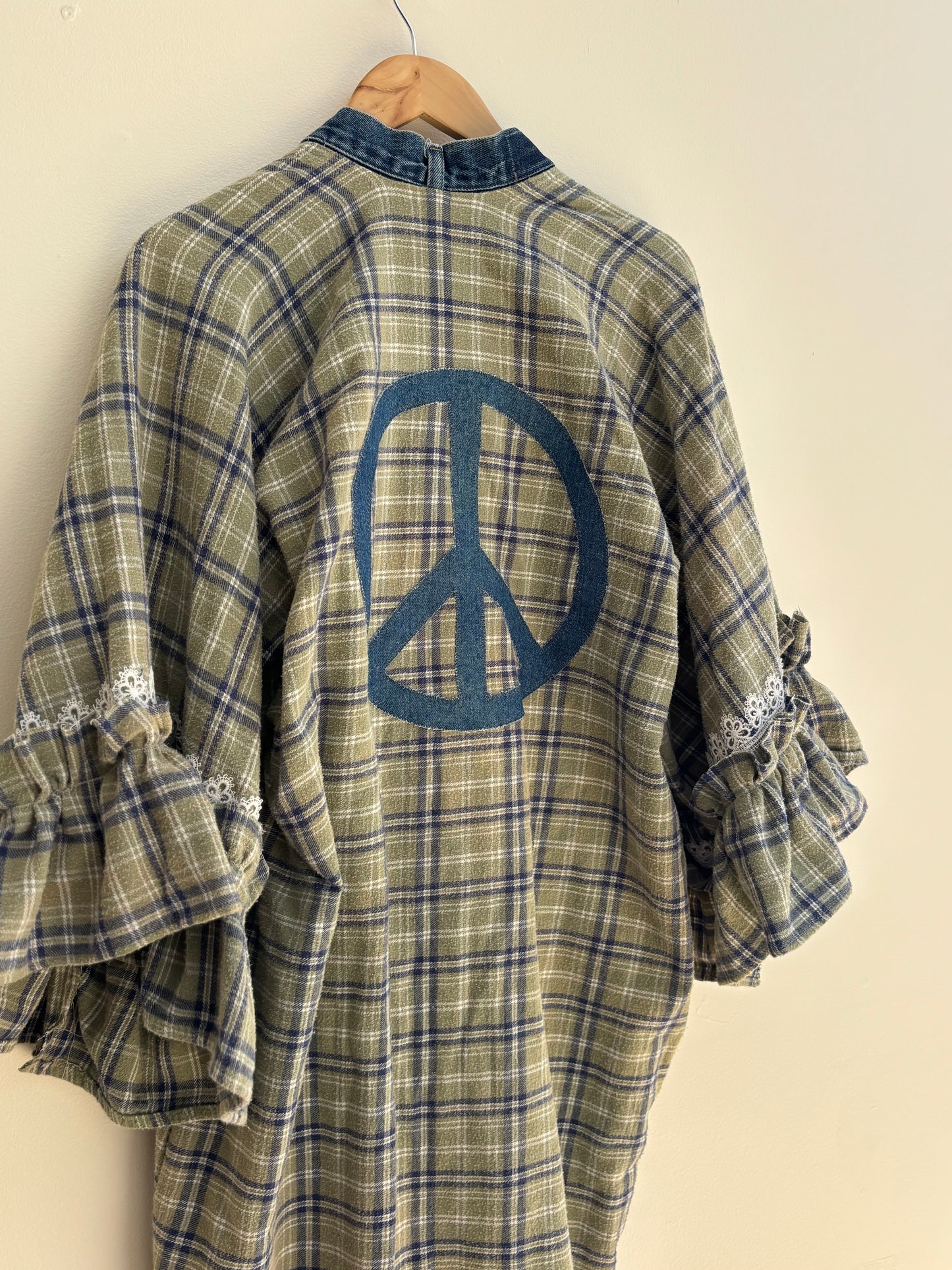 One of a Kind Upcycled Spiritual Streetwear plaid flannel duster kimono