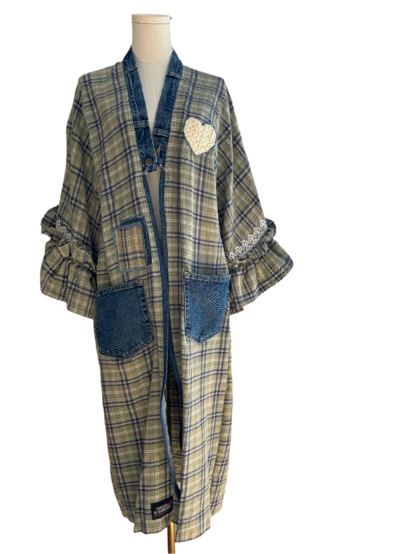 One of a Kind Upcycled Spiritual Streetwear plaid flannel duster kimono